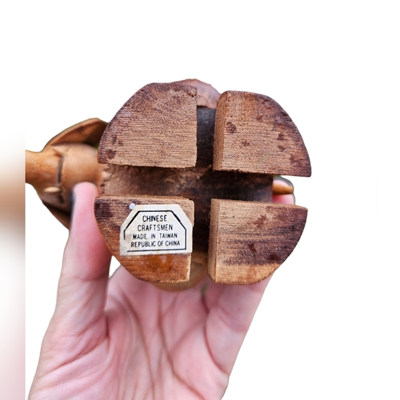 Vintage Wood Elephant Tooth Pick Holder 3" x 4" - Picture 4 of 9